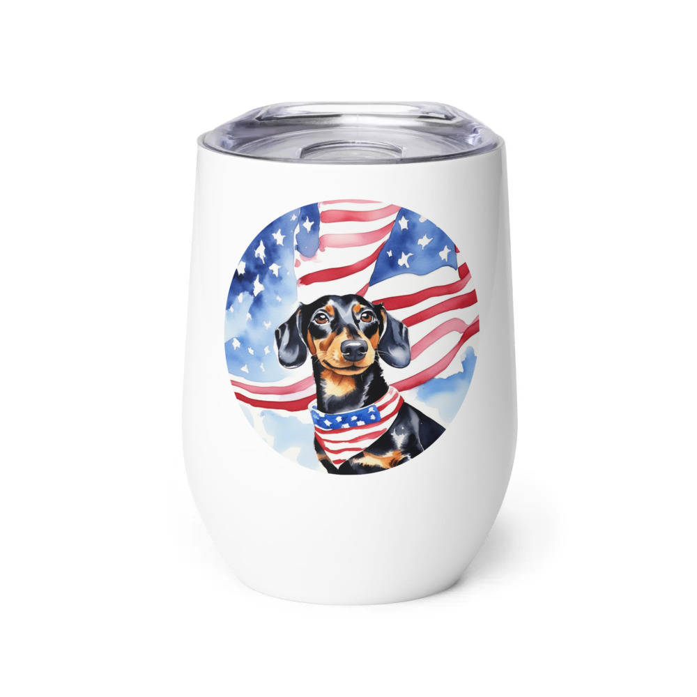 PugMug Custom Black Dachshund Wine Tumbler