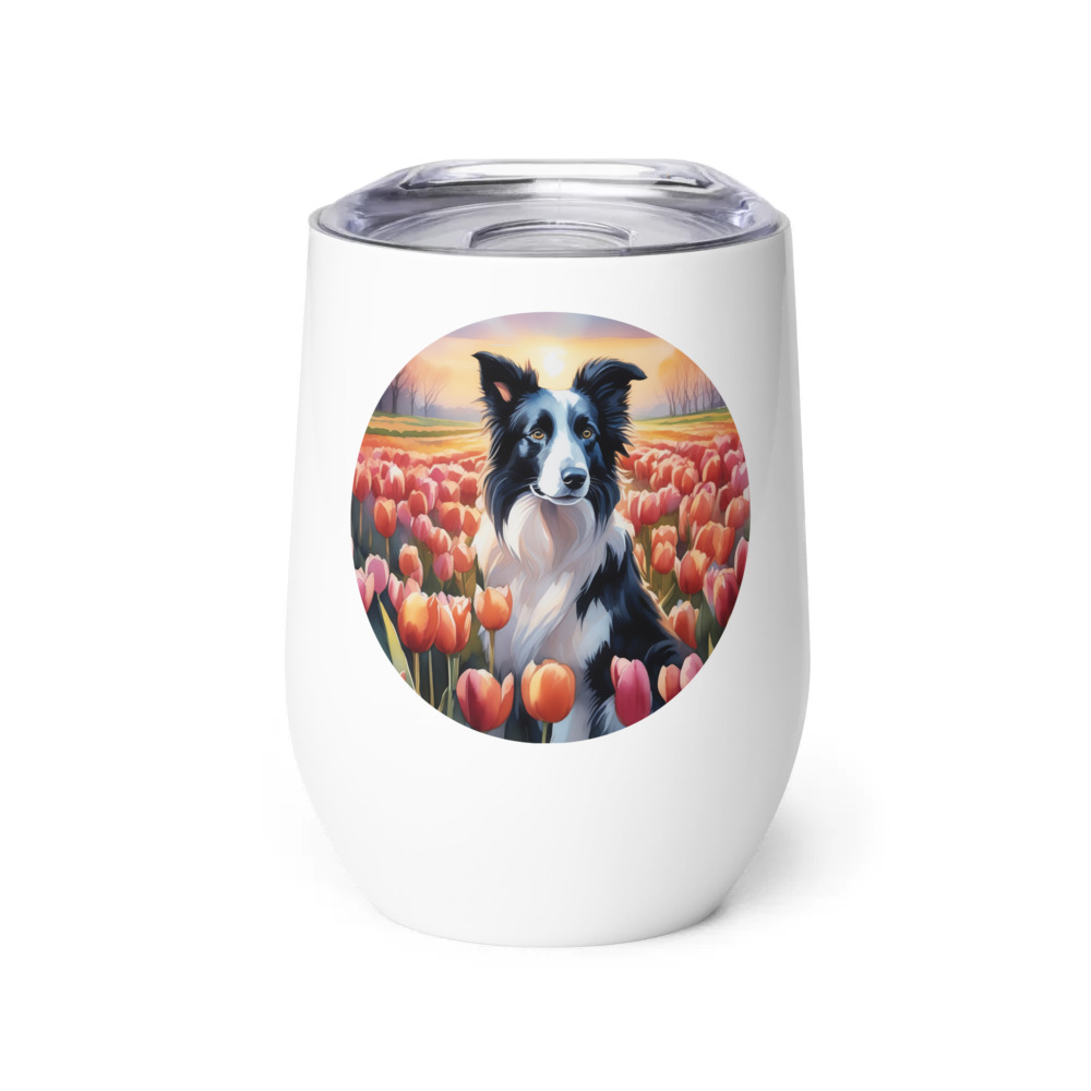 PugMug Custom Border Collie Wine Tumbler