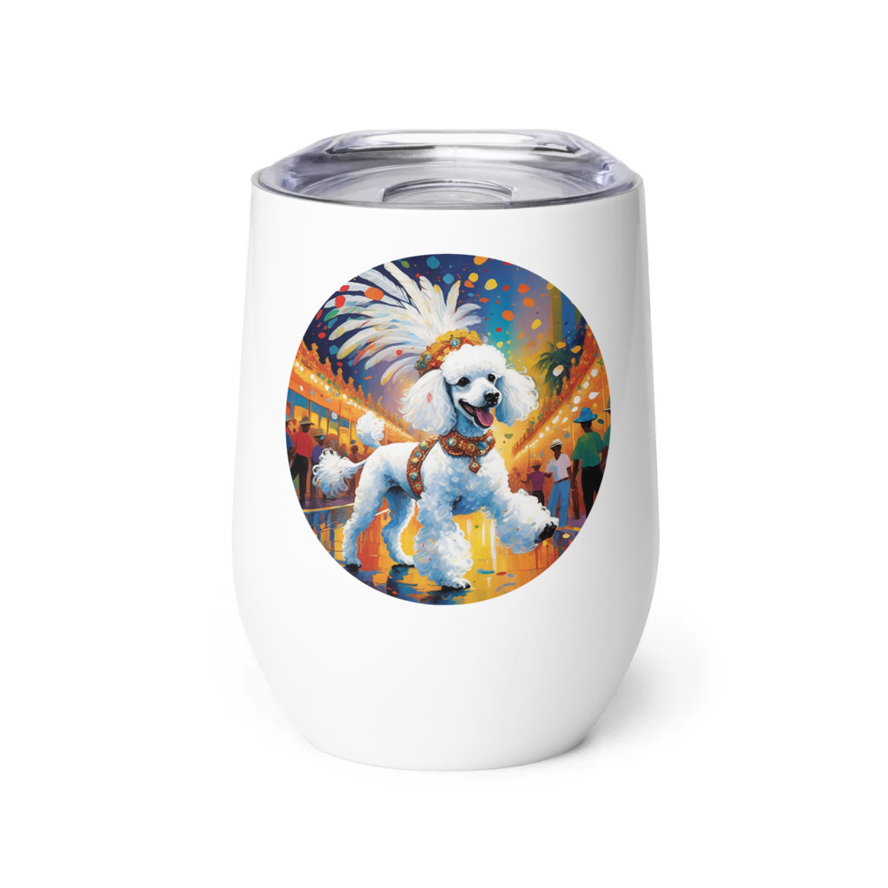 PugMug Custom White Poodle Wine Tumbler