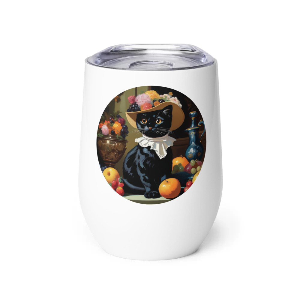 PugMug Custom Black Exotic Cat Wine Tumbler