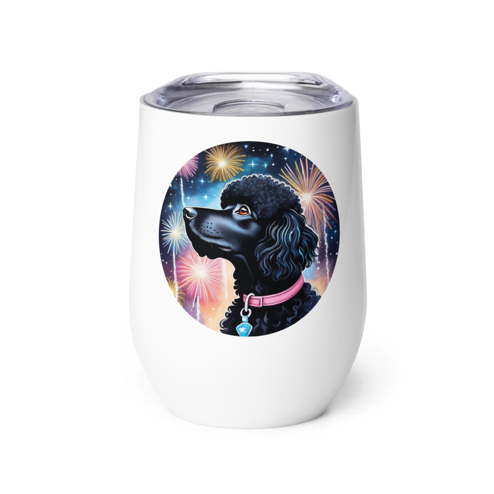 PugMug Custom Black Poodle Wine Tumbler