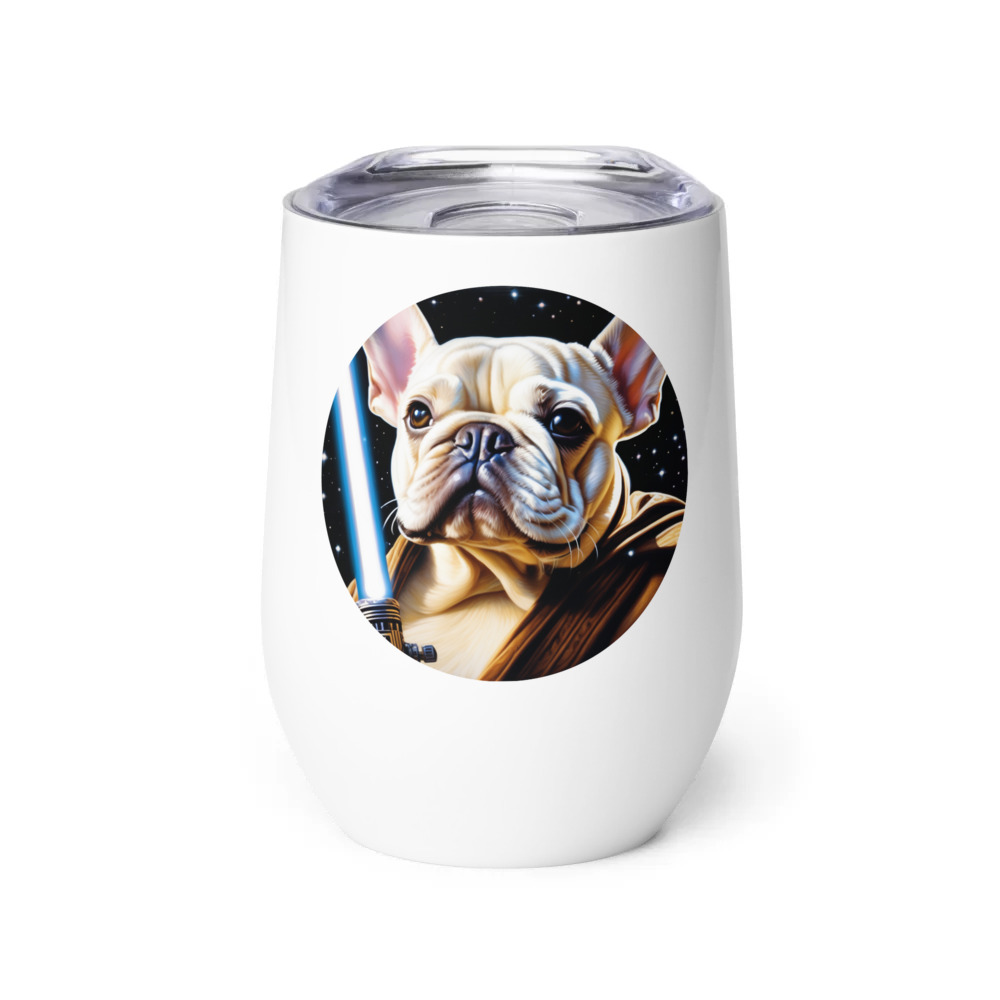 PugMug Custom White French Bulldog Wine Tumbler