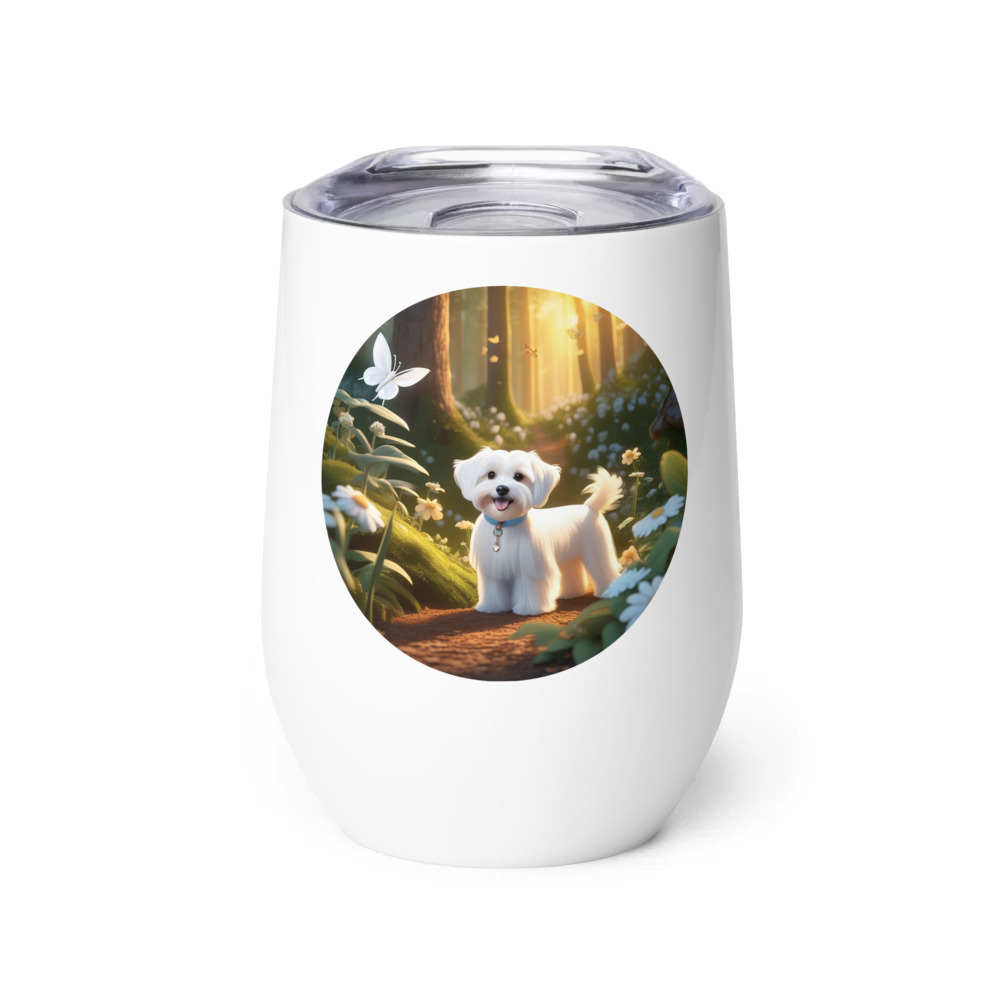 PugMug Custom White Havanese Dog Wine Tumbler