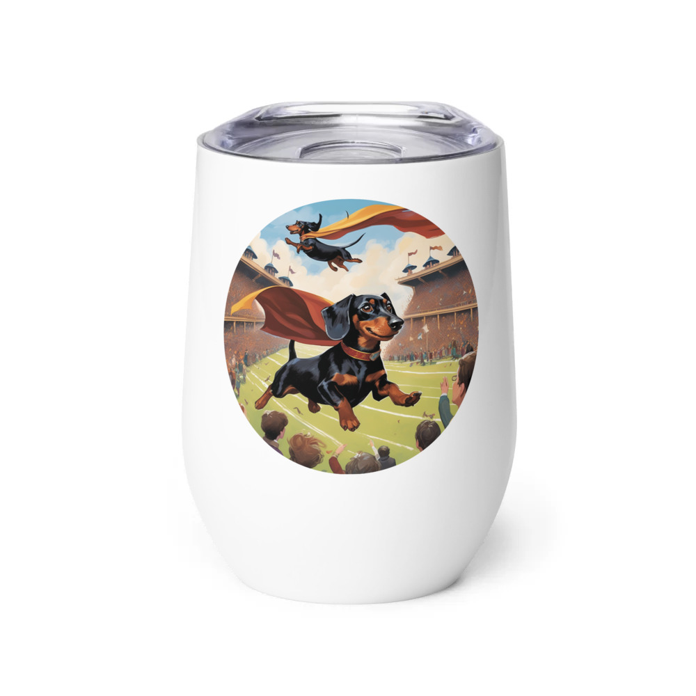 PugMug Custom Black Dachshund Wine Tumbler