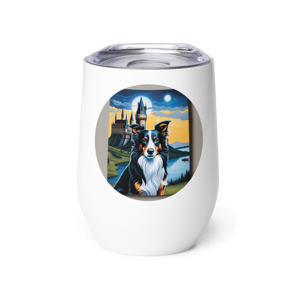 PugMug Custom Border Collie Wine Tumbler