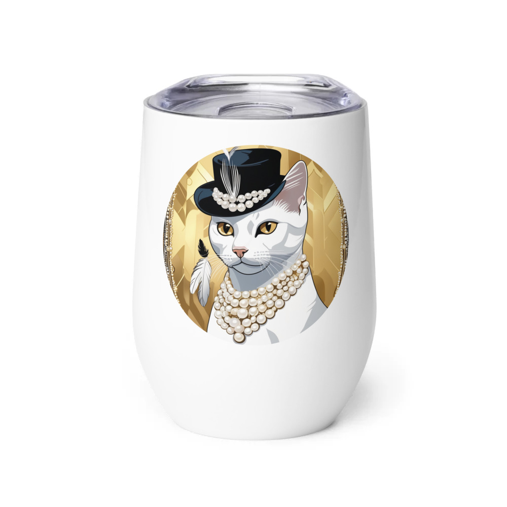 PugMug Custom White American Shorthair Cat Wine Tumbler