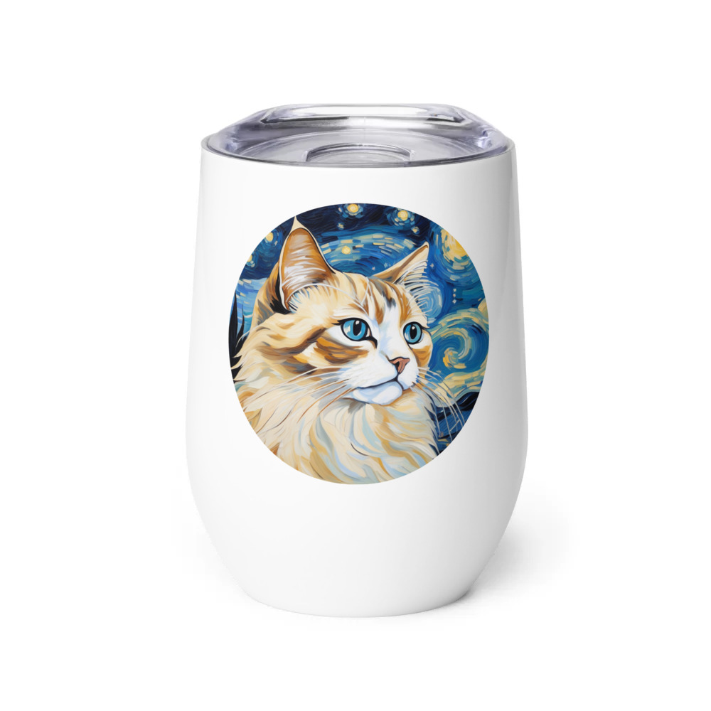 PugMug Custom Tabby Ragdoll Cat Wine Tumbler