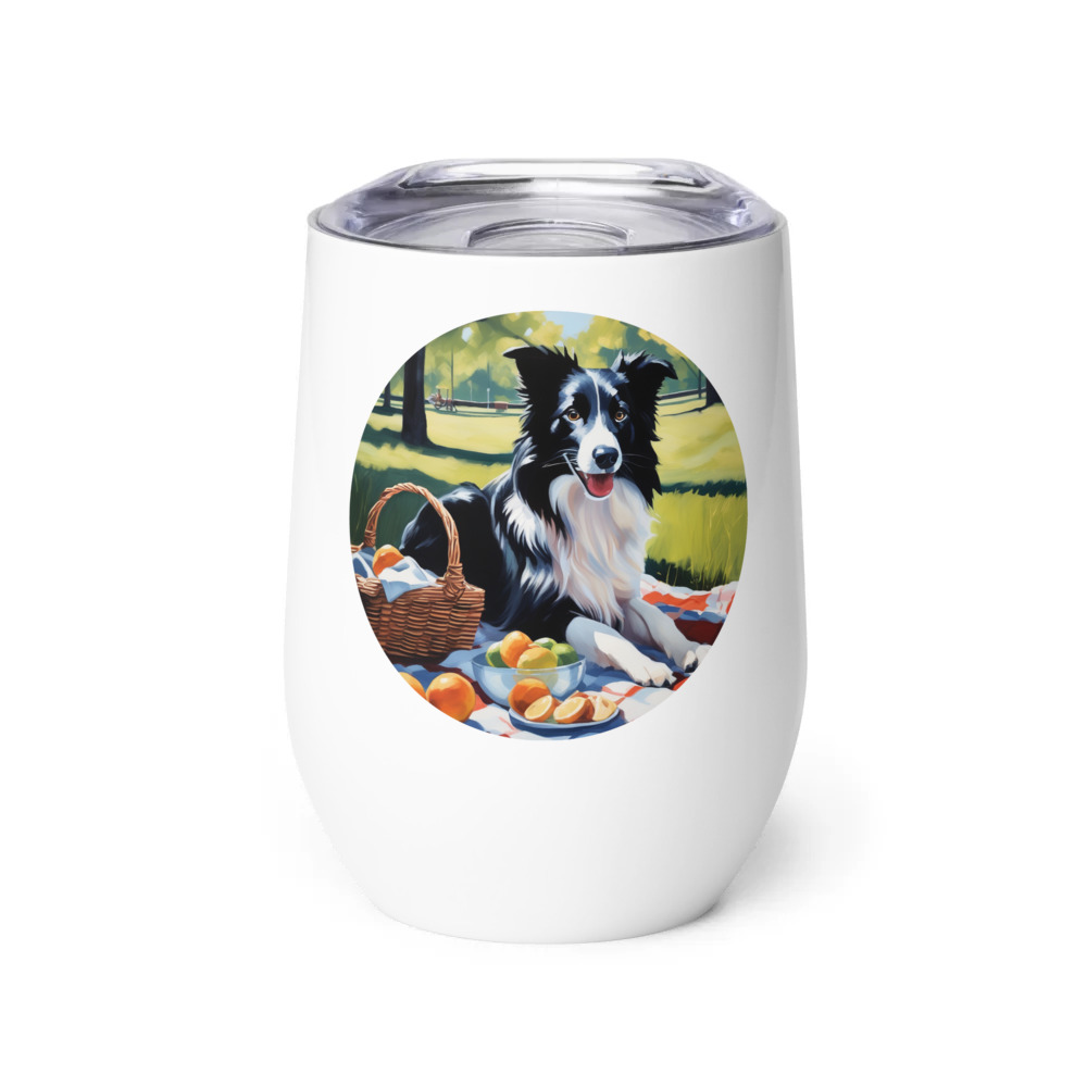 PugMug Custom Border Collie Wine Tumbler