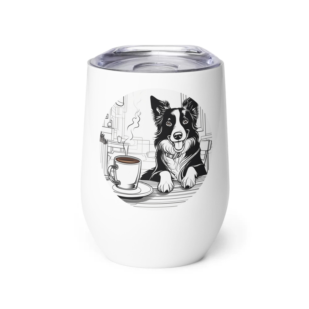 PugMug Custom Border Collie Wine Tumbler