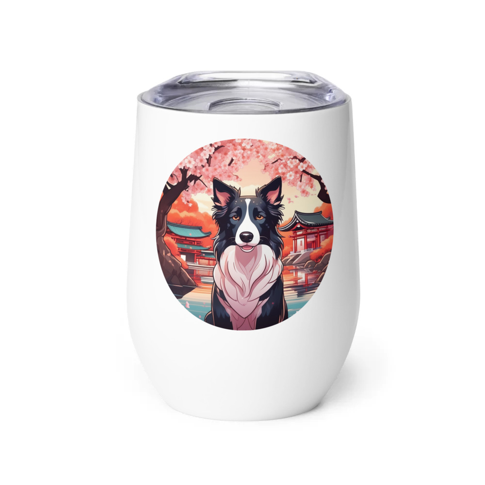 PugMug Custom Border Collie Wine Tumbler
