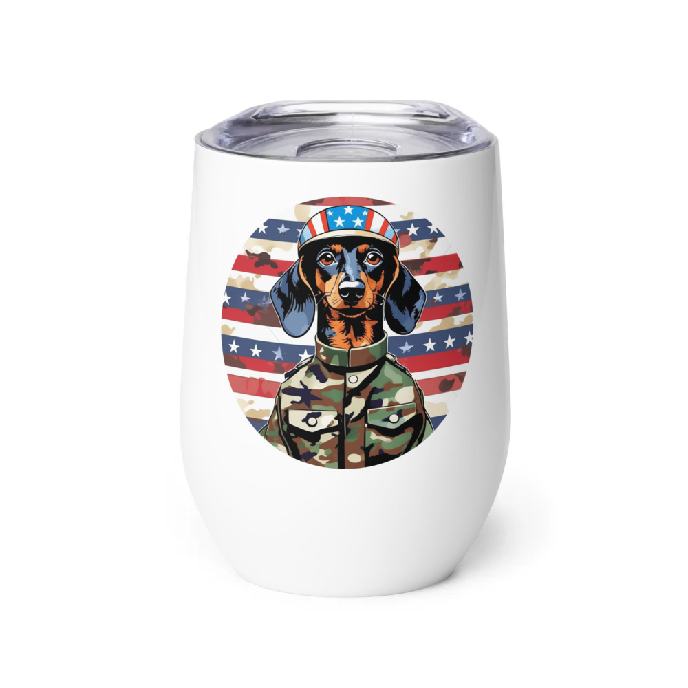 PugMug Custom Black Dachshund Wine Tumbler