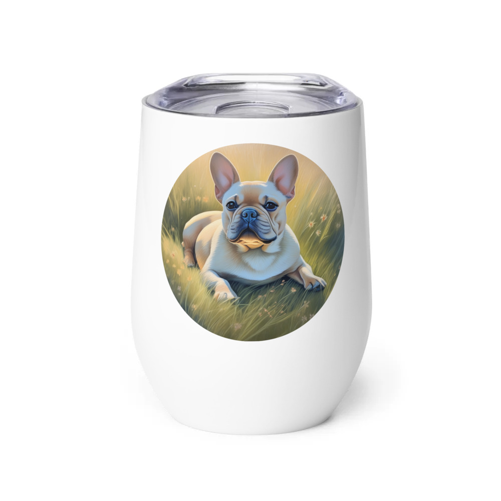 PugMug Custom Tan French Bulldog Wine Tumbler