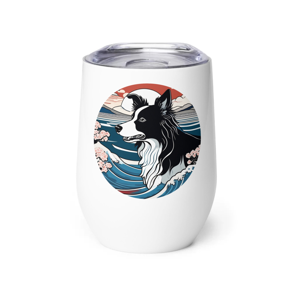 PugMug Custom Border Collie Wine Tumbler