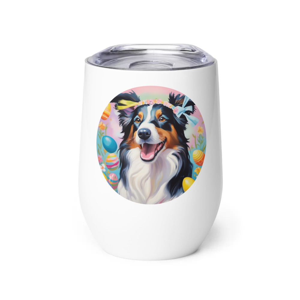 PugMug Custom Border Collie Wine Tumbler