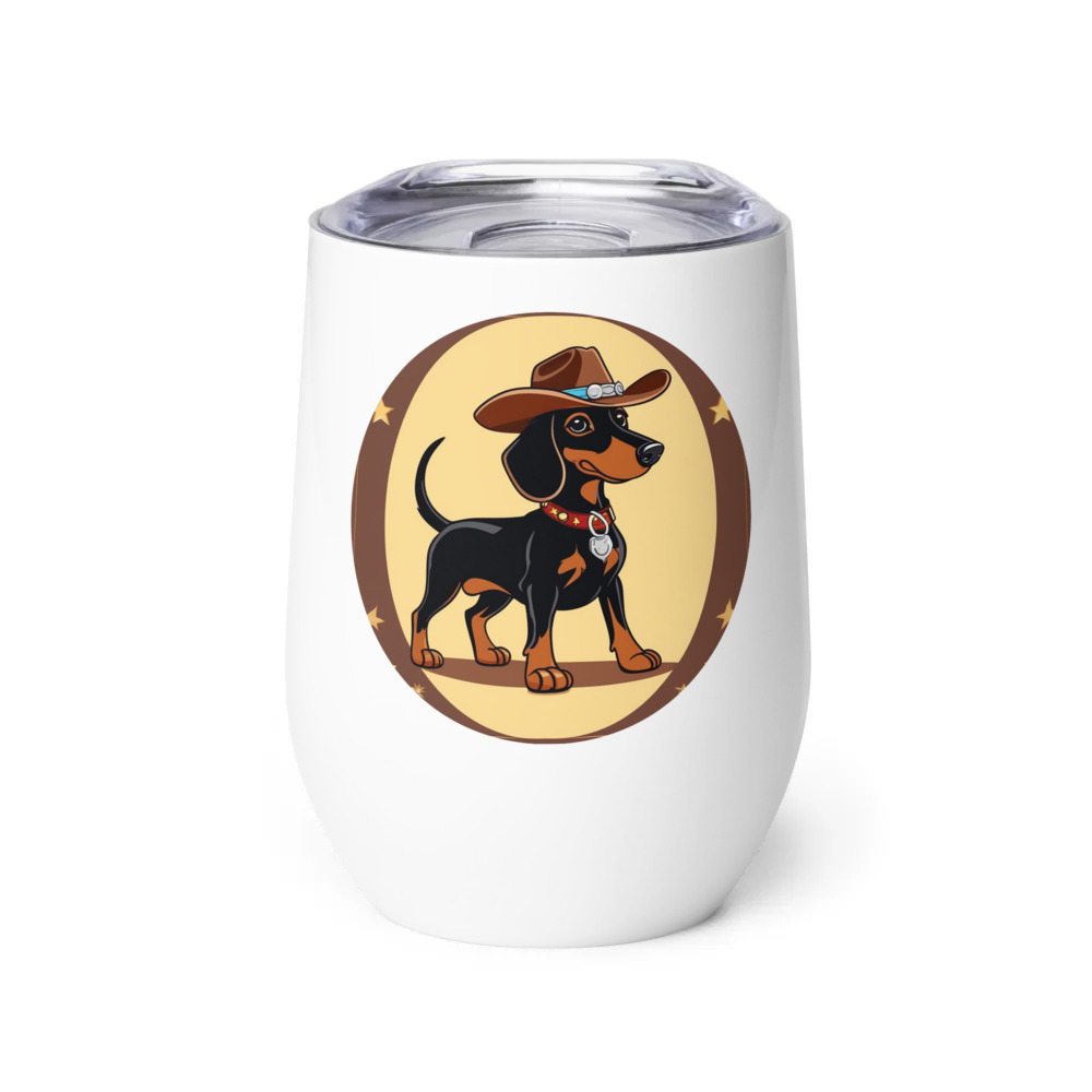 PugMug Custom Black Dachshund Wine Tumbler