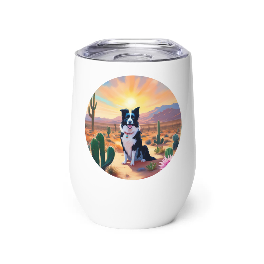 PugMug Custom Border Collie Wine Tumbler