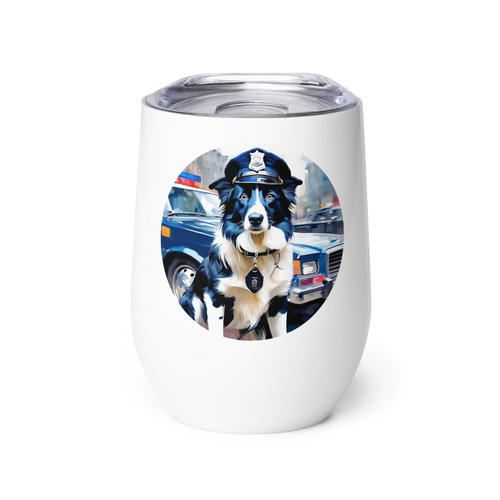 PugMug Custom Border Collie Wine Tumbler