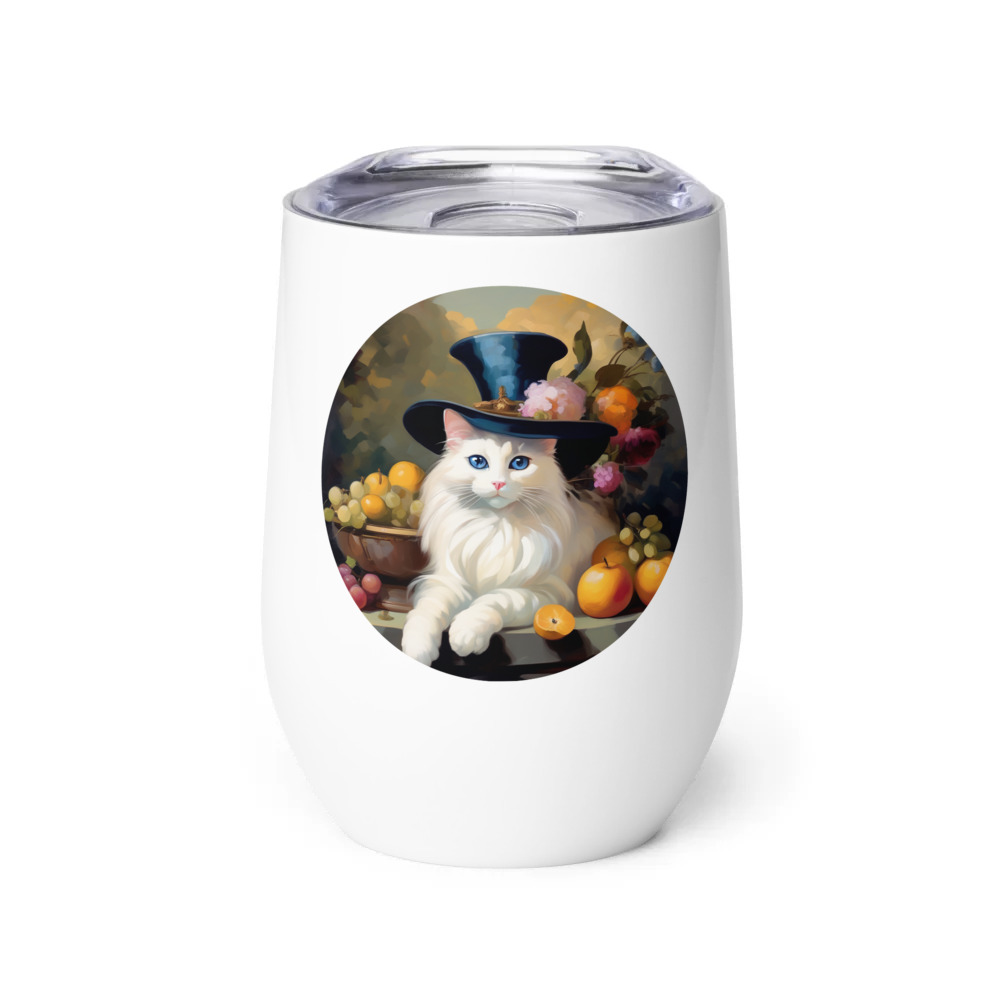 PugMug Custom White Ragdoll Cat Wine Tumbler