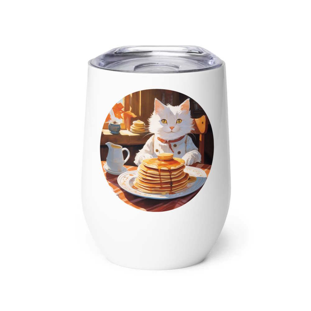 PugMug Custom White Companion Cat Wine Tumbler