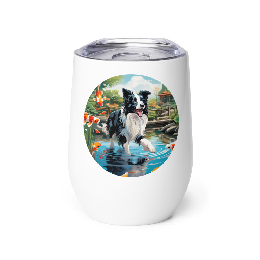 PugMug Custom Border Collie Wine Tumbler