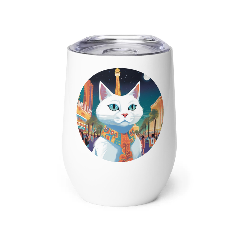 PugMug Custom White Companion Cat Wine Tumbler