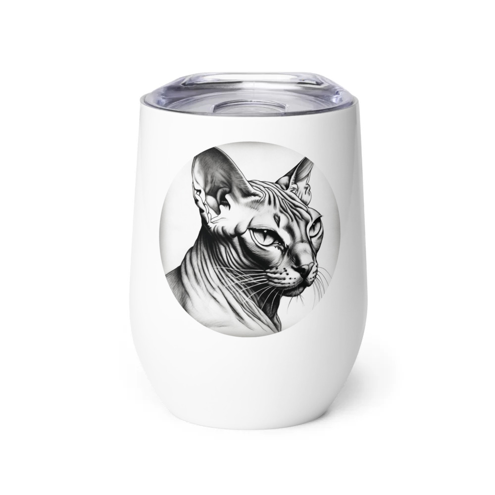 PugMug Custom Tabby Sphynx Cat Wine Tumbler