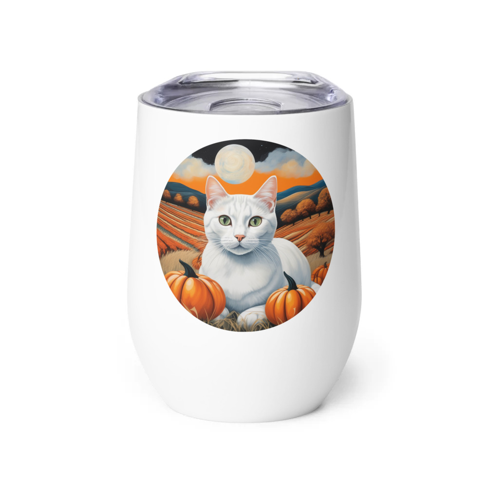 PugMug Custom White American Shorthair Cat Wine Tumbler