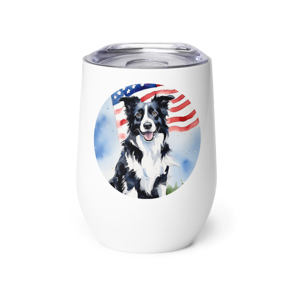 PugMug Custom Border Collie Wine Tumbler