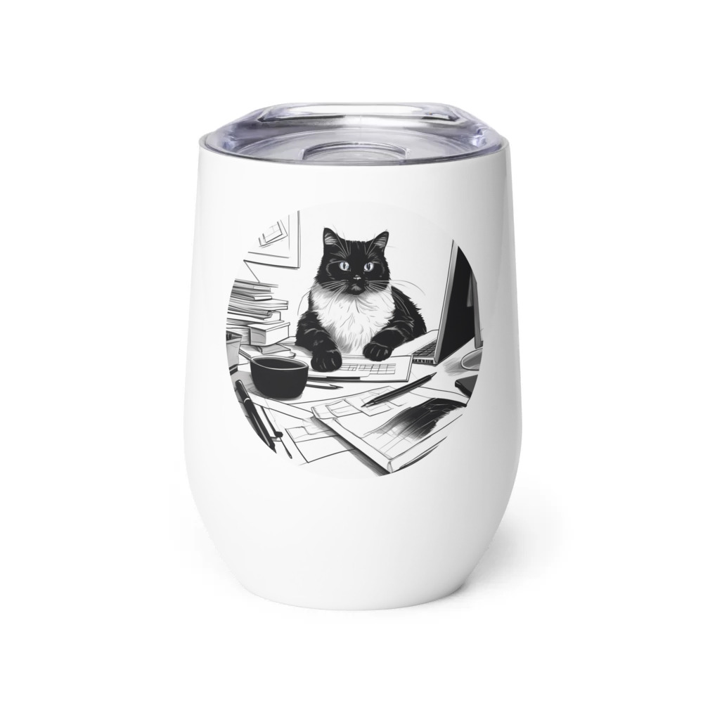 PugMug Custom Black Ragdoll Cat Wine Tumbler