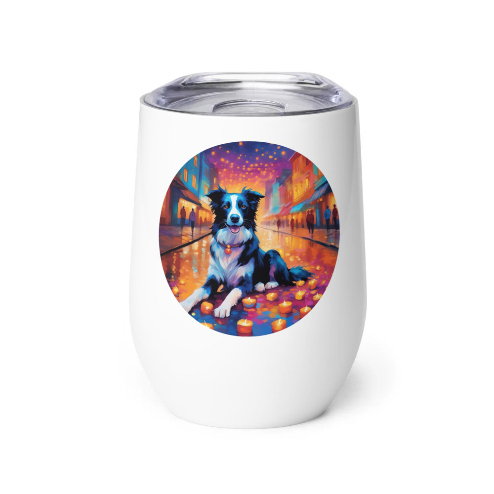 PugMug Custom Border Collie Wine Tumbler