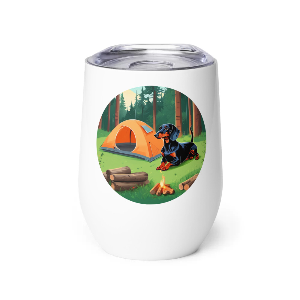 PugMug Custom Black Dachshund Wine Tumbler