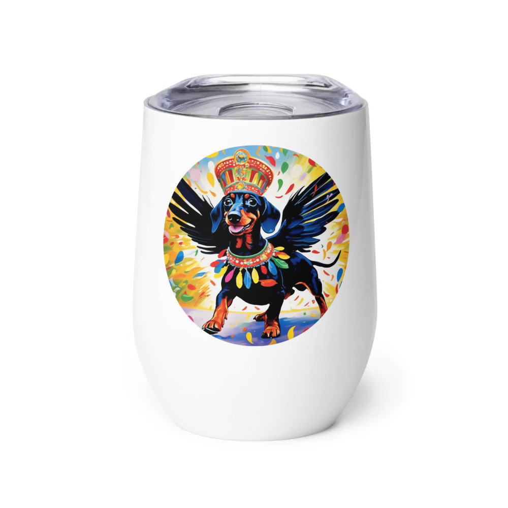 PugMug Custom Black Dachshund Wine Tumbler