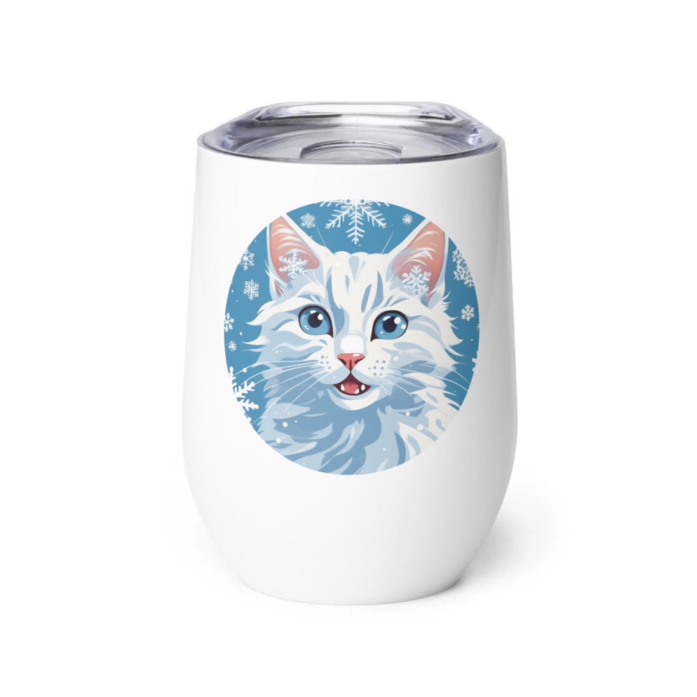 PugMug Custom White Companion Cat Wine Tumbler