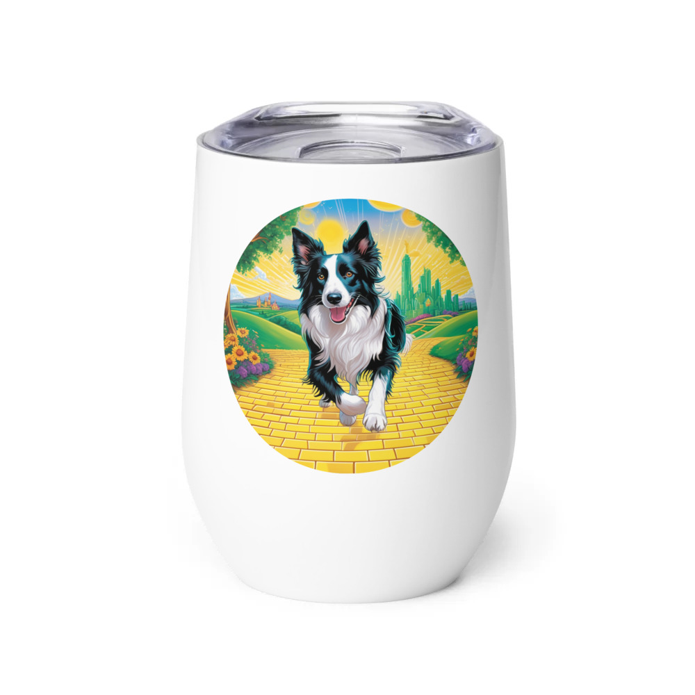 PugMug Custom Border Collie Wine Tumbler