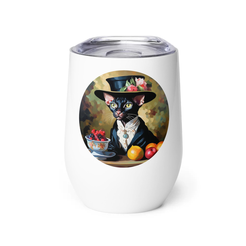 PugMug Custom Black Sphynx Cat Wine Tumbler