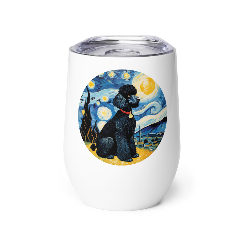 PugMug Custom Black Poodle Wine Tumbler