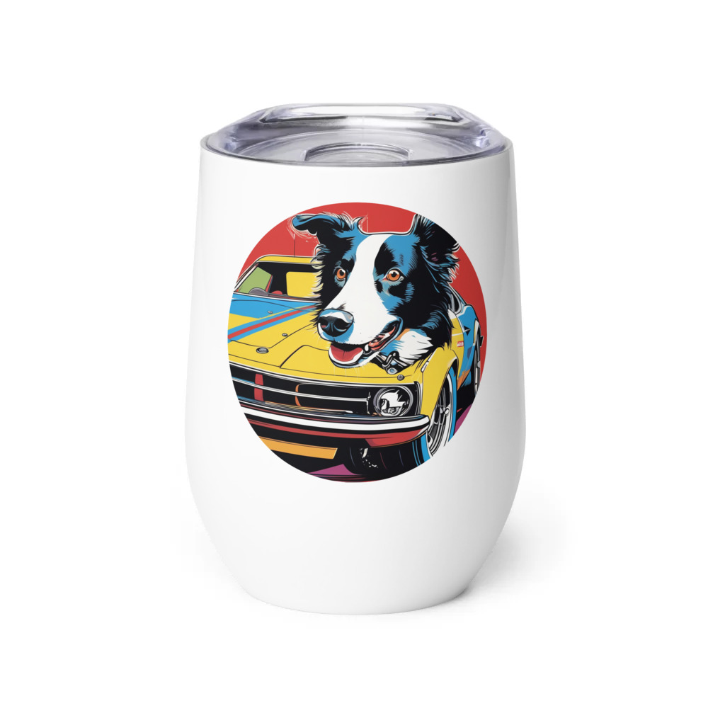 PugMug Custom Border Collie Wine Tumbler