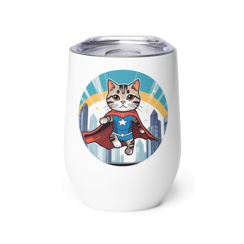 PugMug Custom Tabby Scottish Fold Cat Wine Tumbler