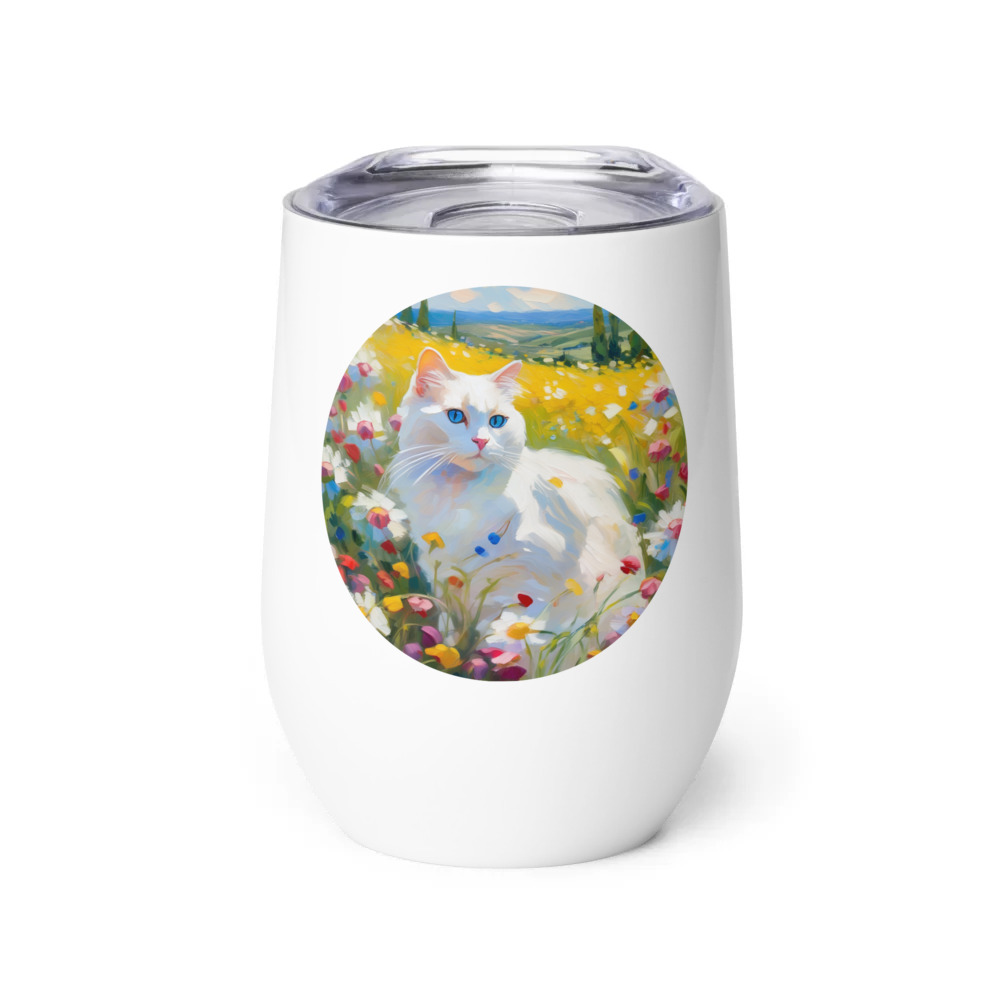 PugMug Custom White Ragdoll Cat Wine Tumbler