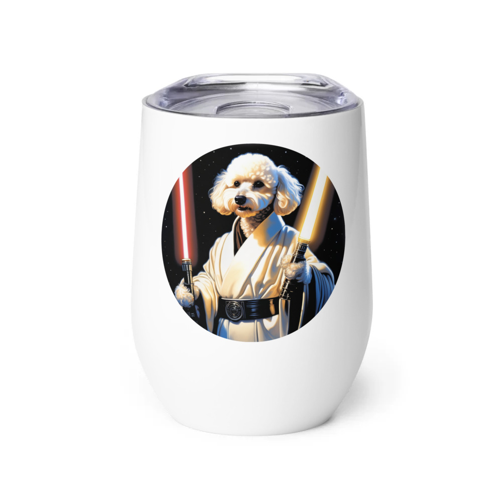 PugMug Custom White Poodle Wine Tumbler