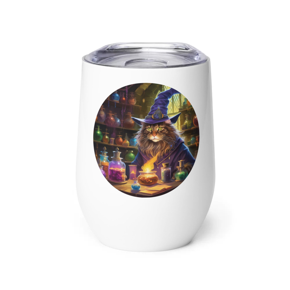 PugMug Custom Tabby Maine Coon Cat Wine Tumbler
