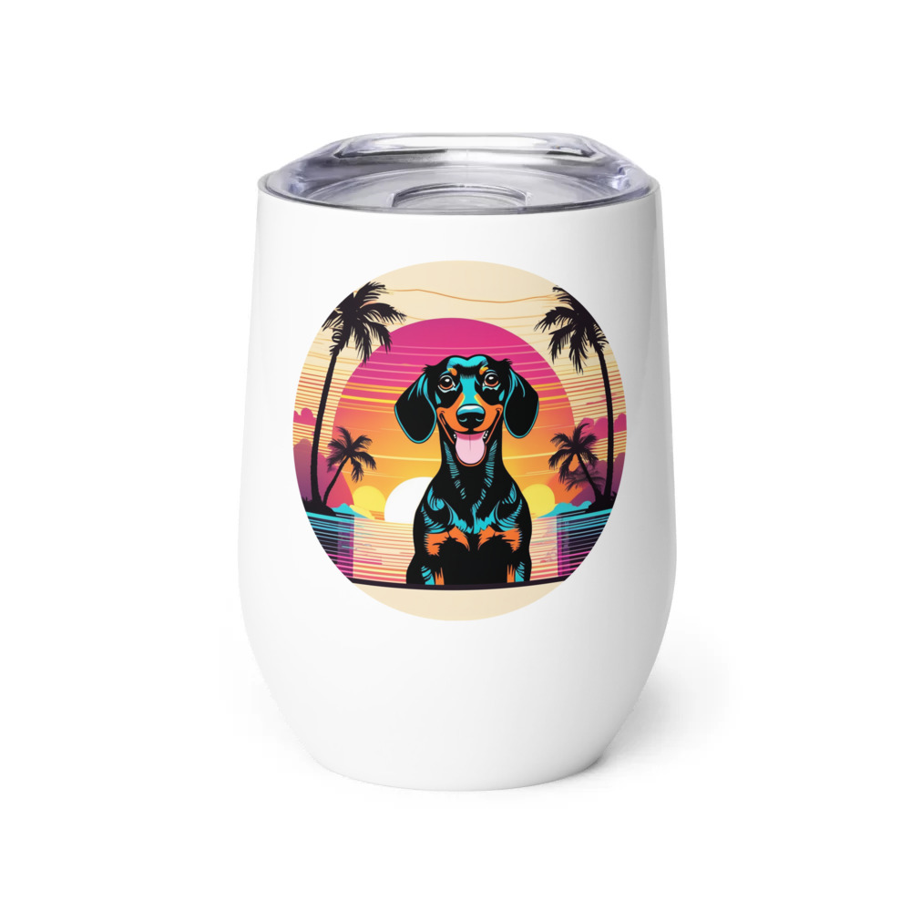PugMug Custom Black Dachshund Wine Tumbler