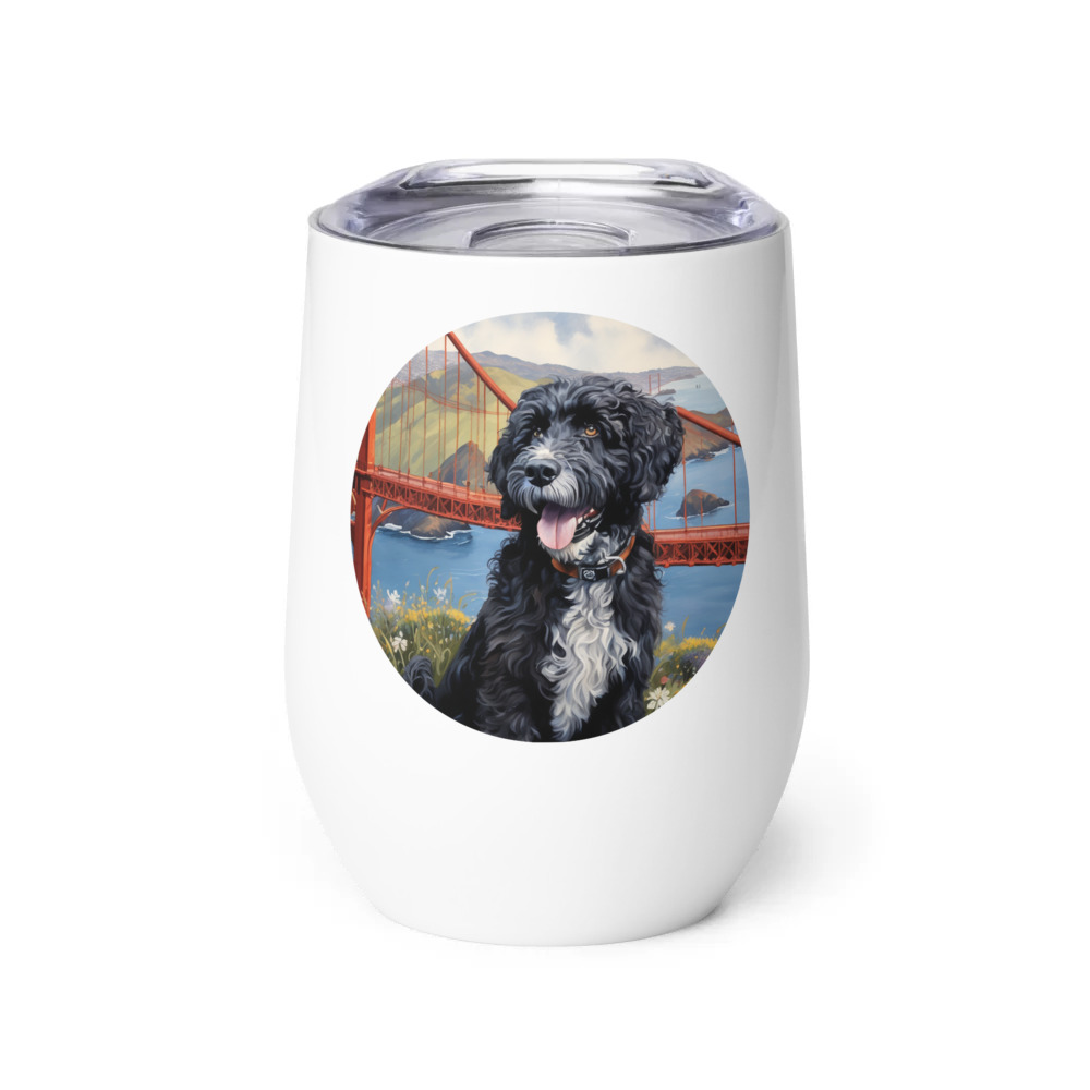 PugMug Custom Portuguese Water Dog Wine Tumbler