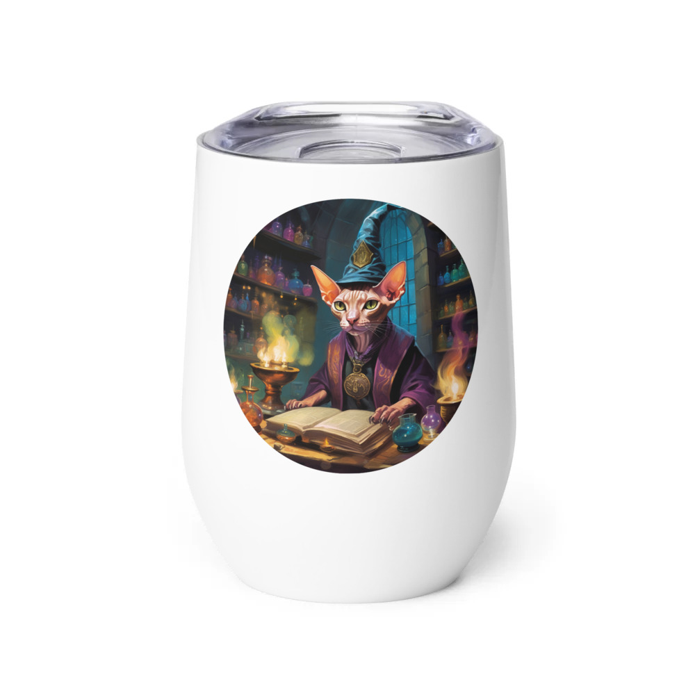 PugMug Custom Tabby Sphynx Cat Wine Tumbler