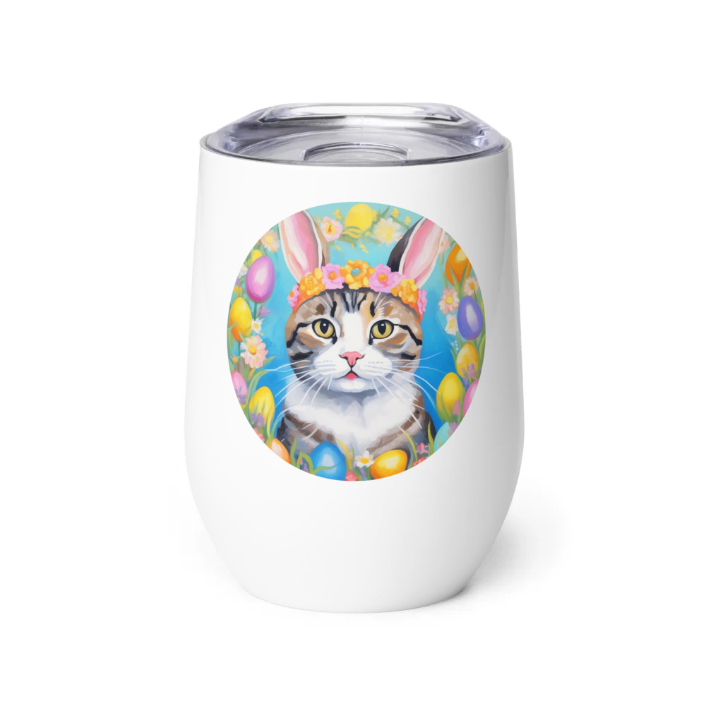 PugMug Custom Tabby Scottish Fold Cat Wine Tumbler