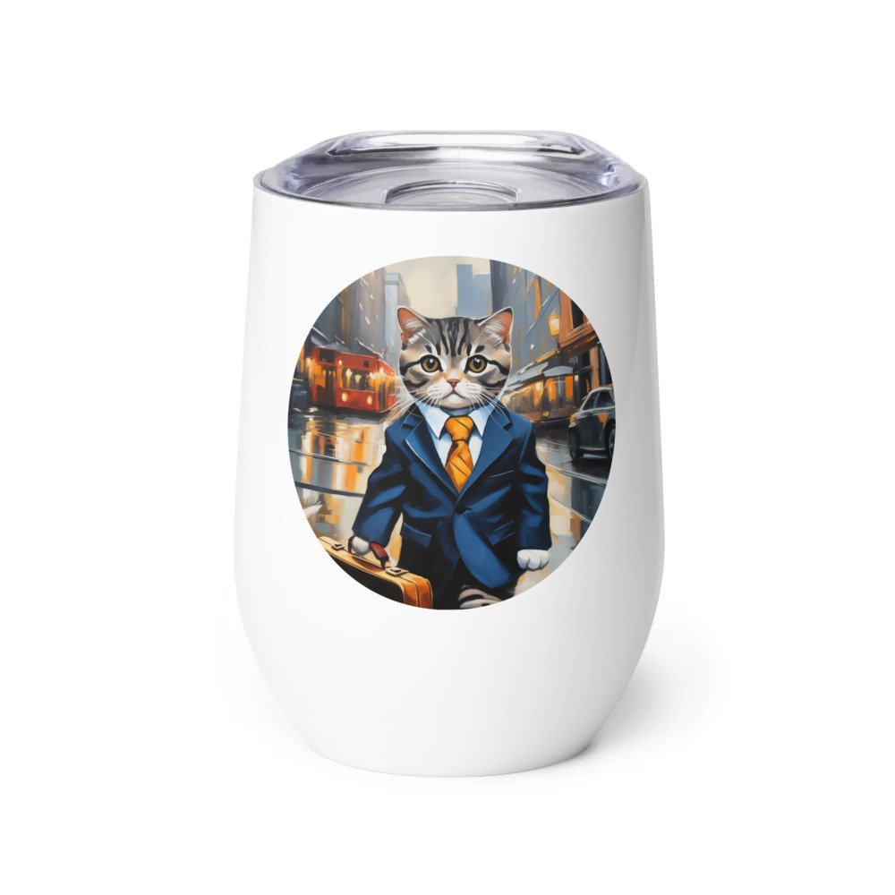 PugMug Custom Tabby Scottish Fold Cat Wine Tumbler