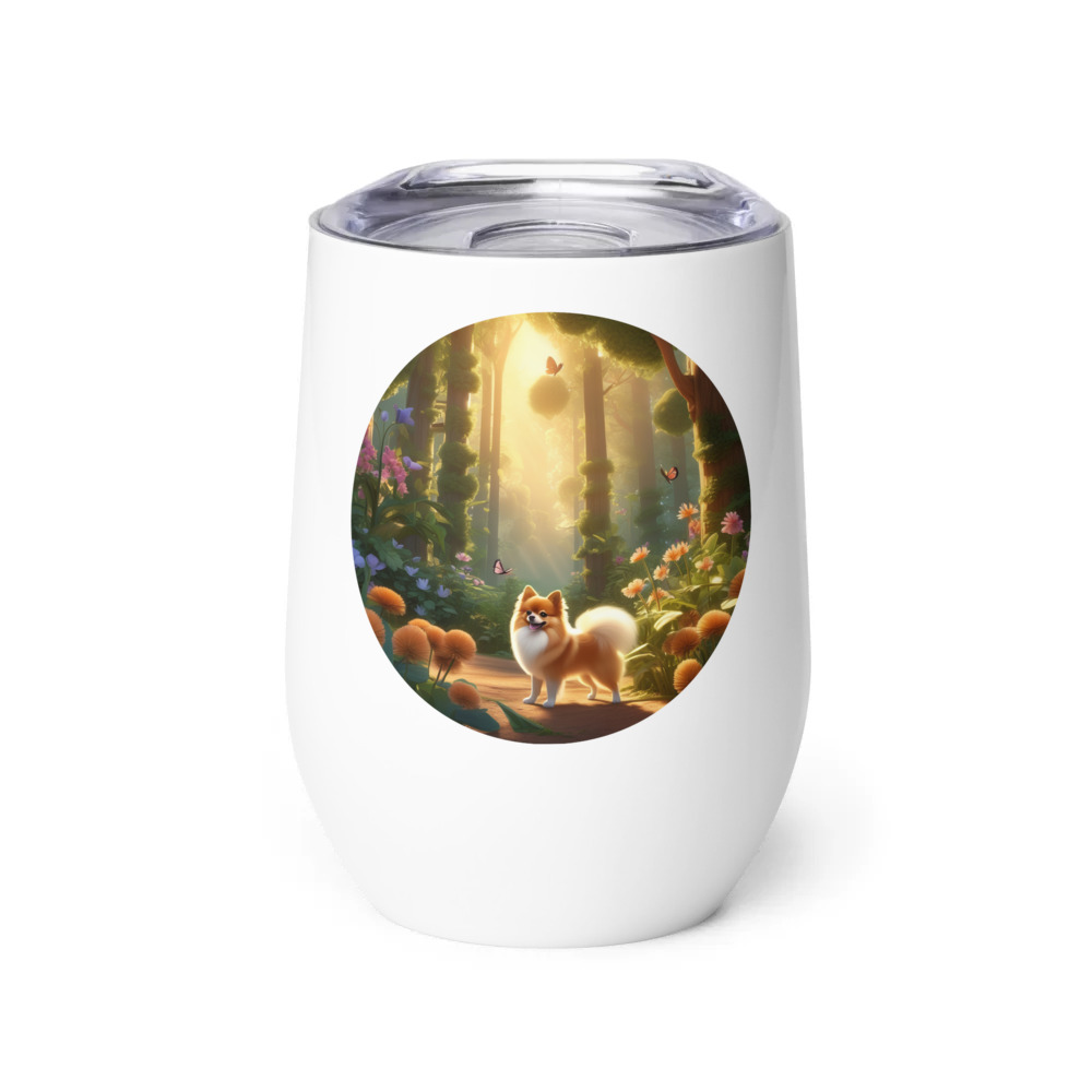 PugMug Custom Tan Pomeranian Wine Tumbler