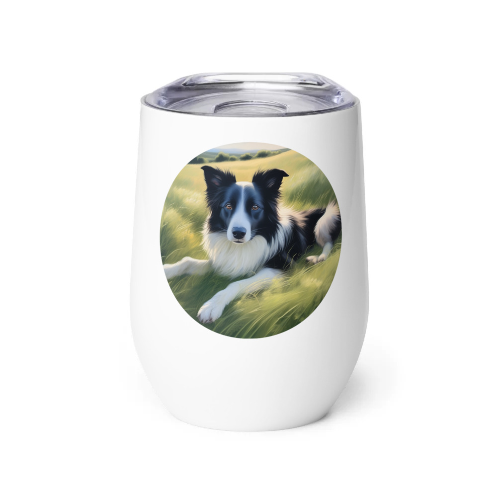 PugMug Custom Border Collie Wine Tumbler