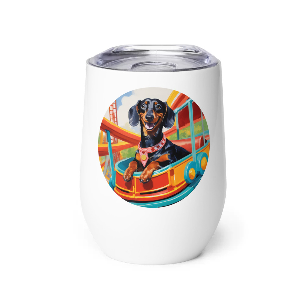 PugMug Custom Black Dachshund Wine Tumbler