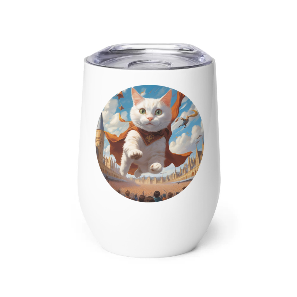 PugMug Custom White Companion Cat Wine Tumbler